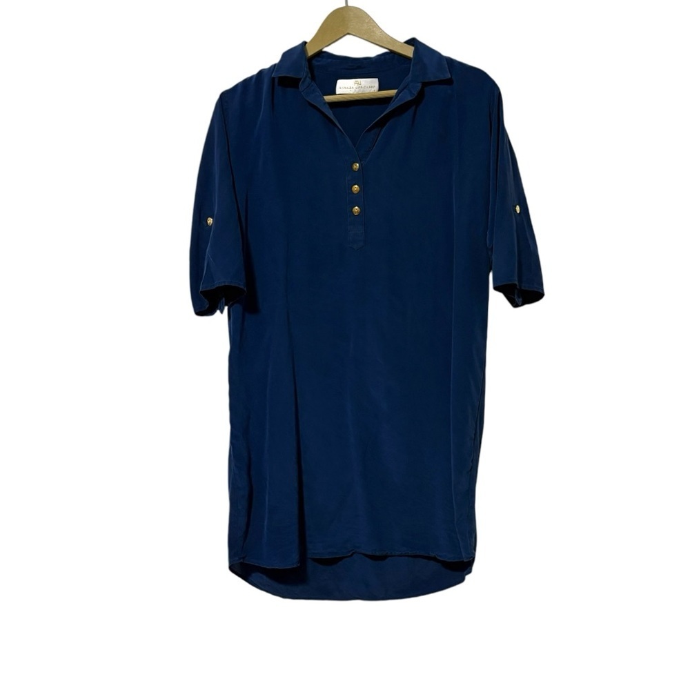 Amanda Uprichard Navy Blue Silk Shirtโ Dress Size Small Party Formal Lightweight